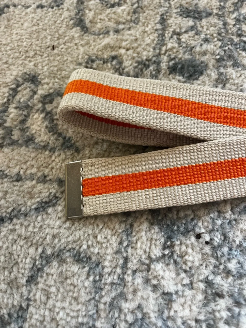 Striped Canvas Belt with Orange Accent